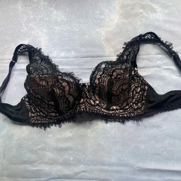 Mimi Holliday Pink Satin/Black Lace Bra - Picture 1 of 3